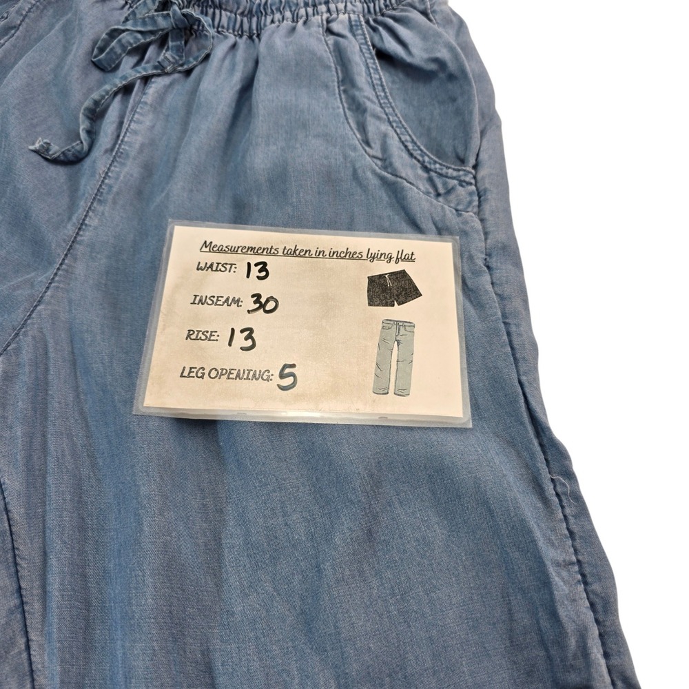 Japna Jogger Pants Women M Blue Lyocell Ruched Elastic Waist Boho Coastal Casual - Picture 8 of 8